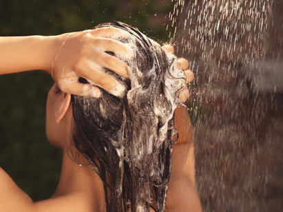 woman washing hair
