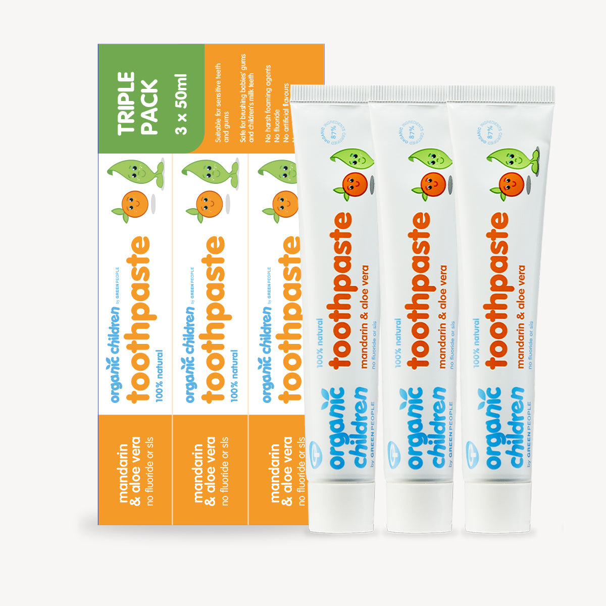 Organic Mandarin & Aloe Vera Toothpaste Multipack 3 x