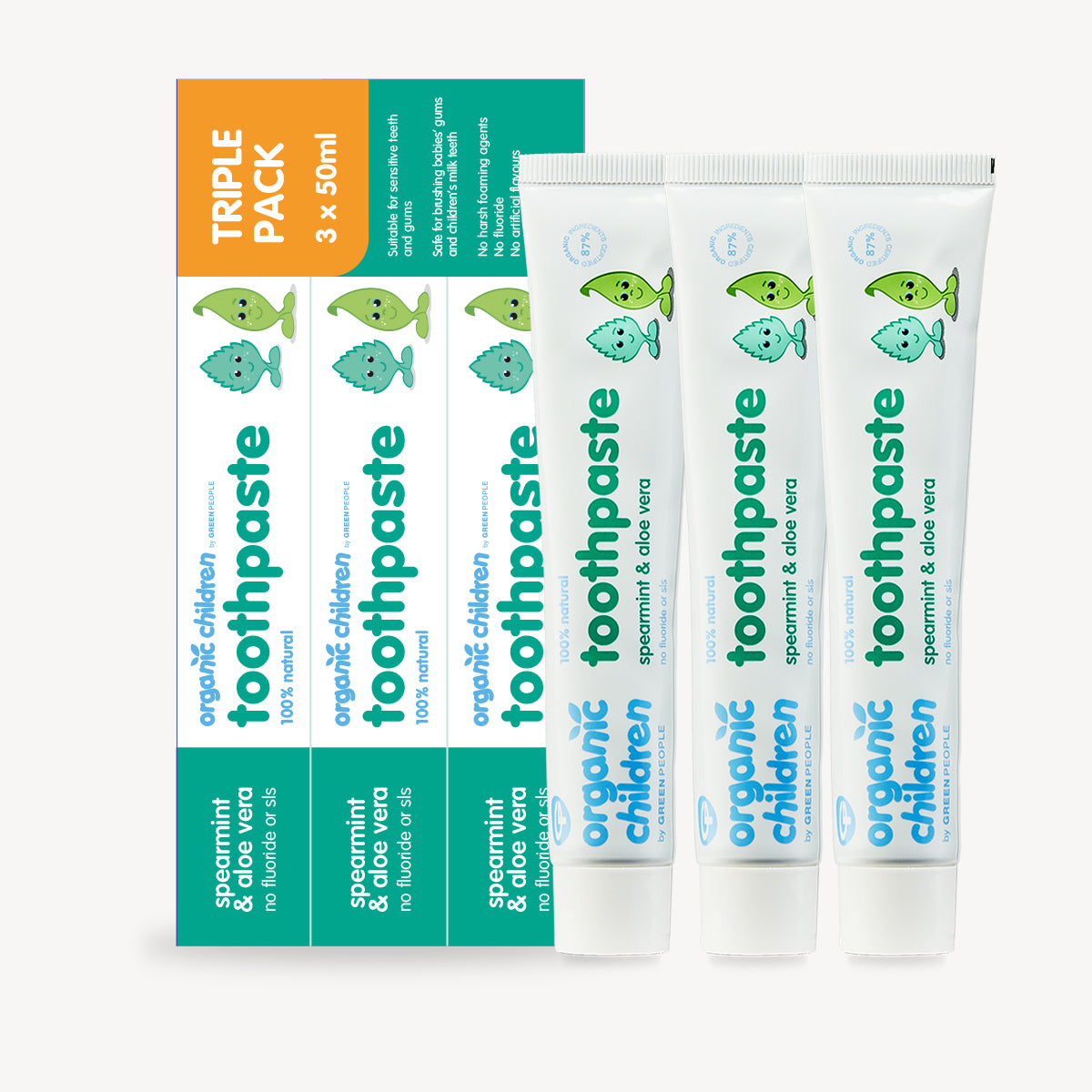 Organic Spearmint & Aloe Vera Toothpaste Multipack 3 x