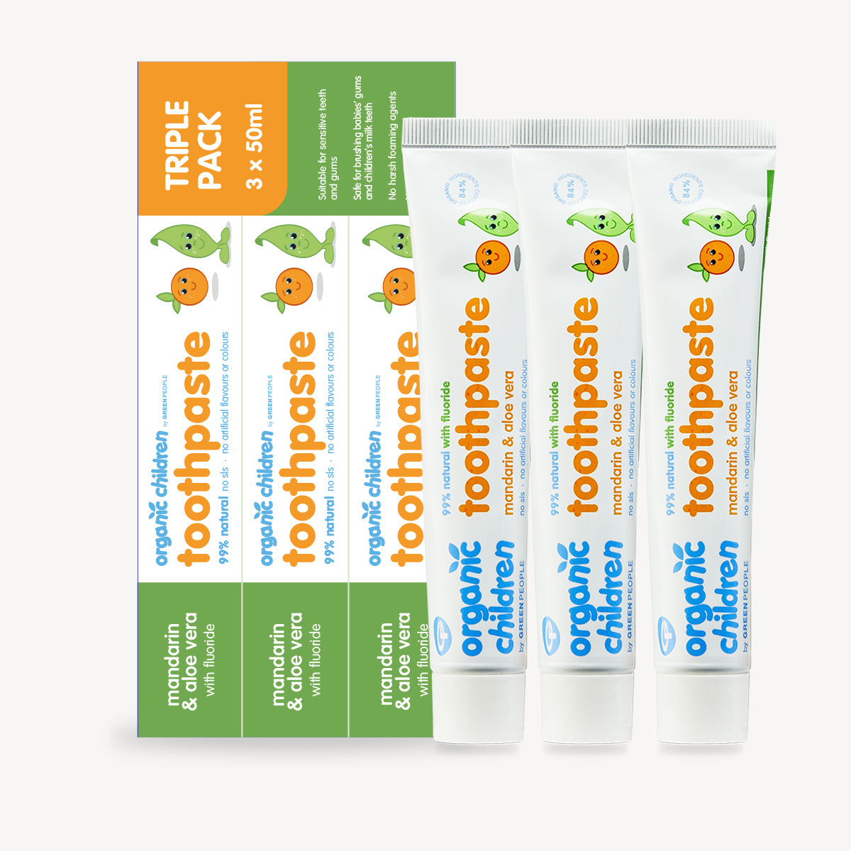 Organic Mandarin & Aloe Vera Toothpaste Multipack – fluoride 3 x