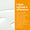 An orange background with white text of a testimonial next to a texture shot of a white face mask on white.